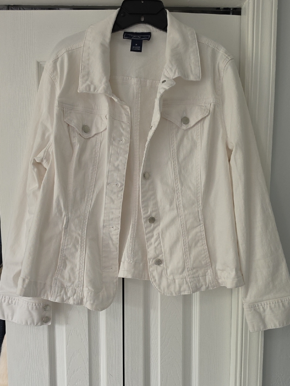 Charter Club Cream Denim Jacket Button-Front
